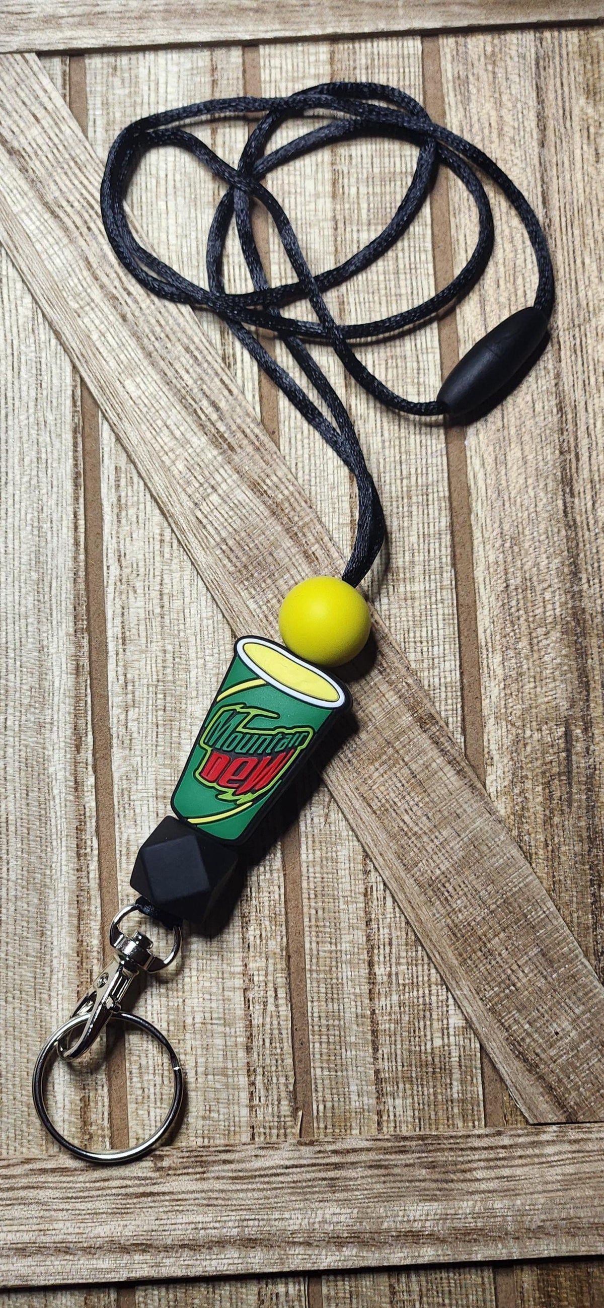 Mt Dew silicone beaded lanyard