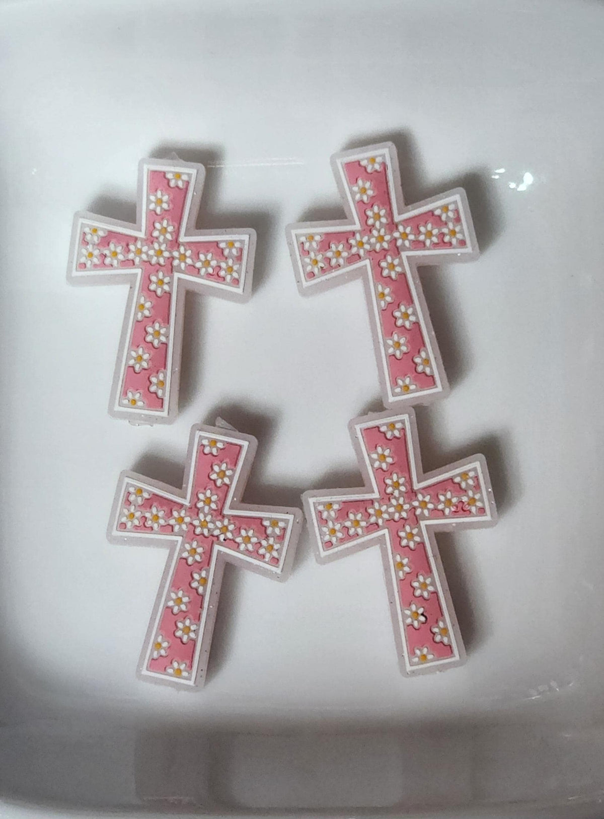 Floral Cross Silicone focal beads