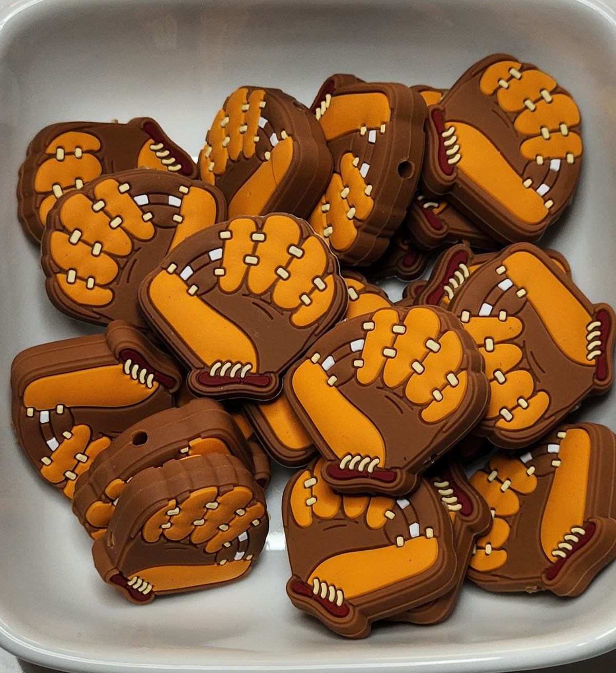 Baseball glove Silicone focal bead