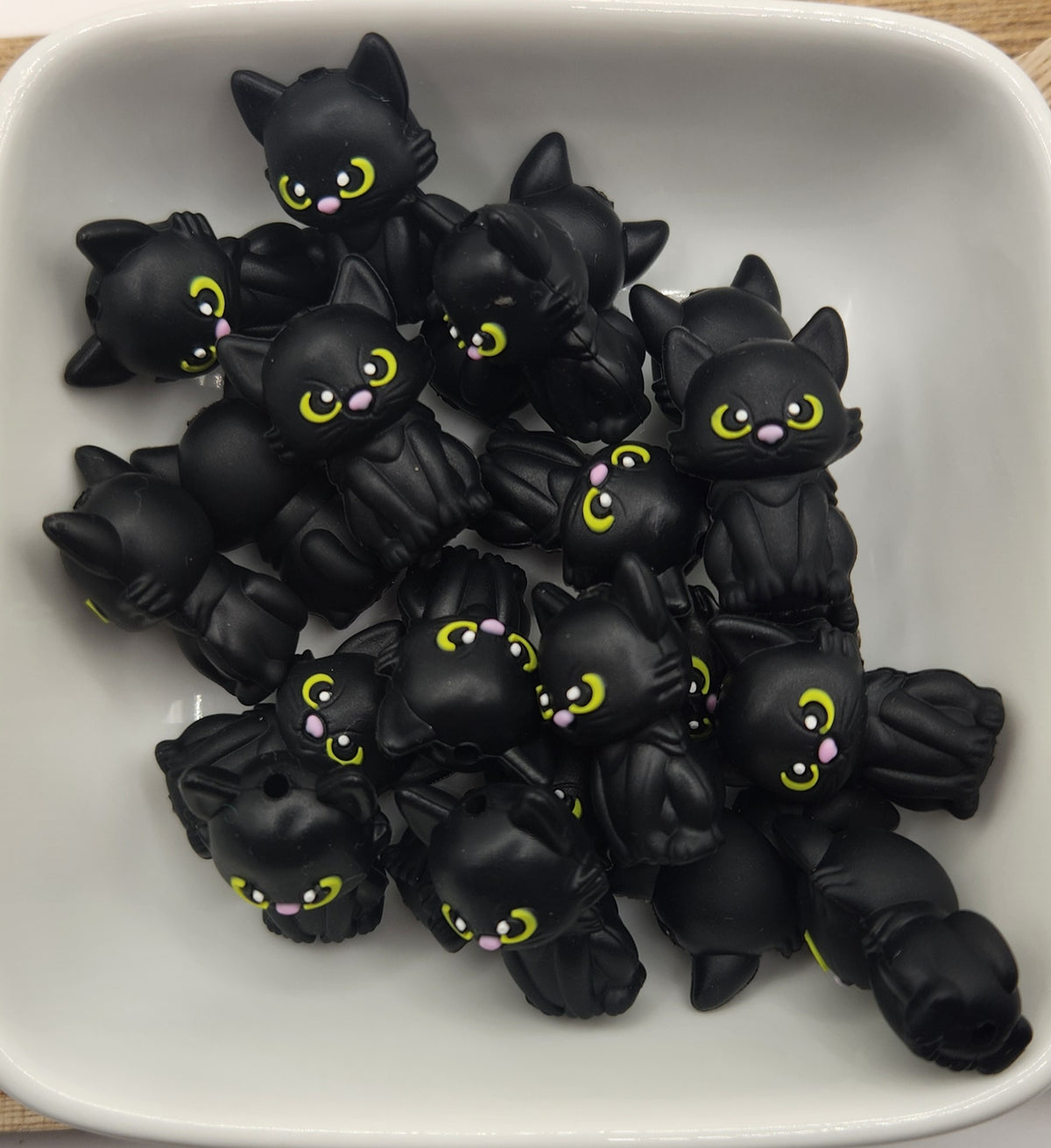 3D Black Cat Halloween silicone focal bead