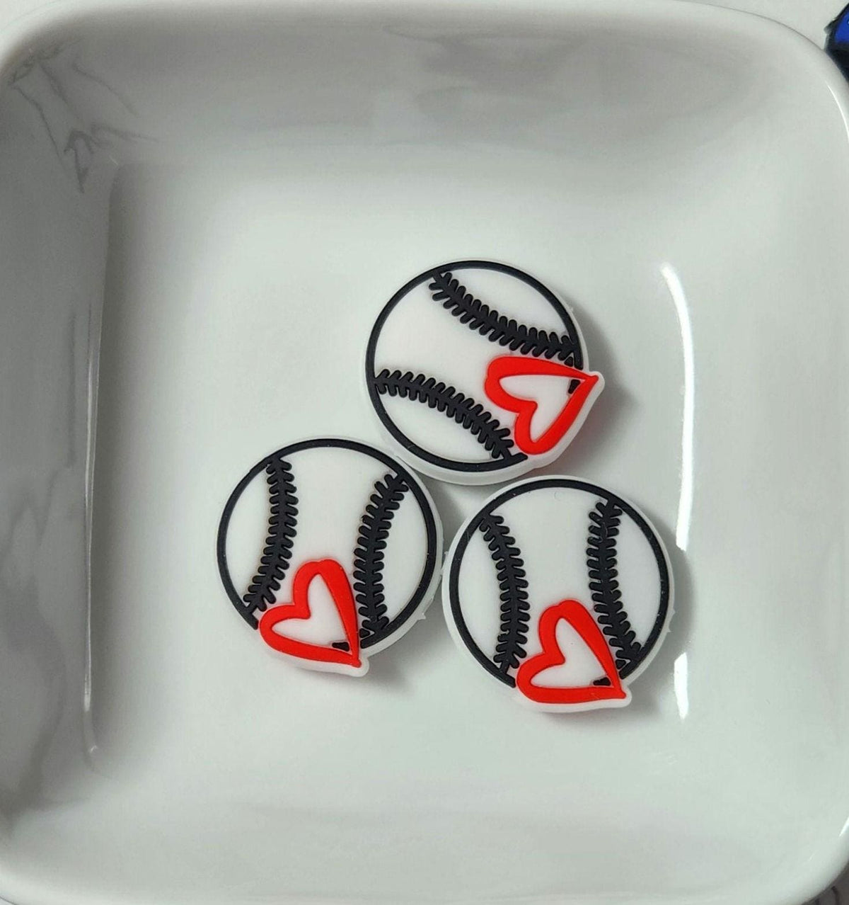 Baseball Silicone focal bead