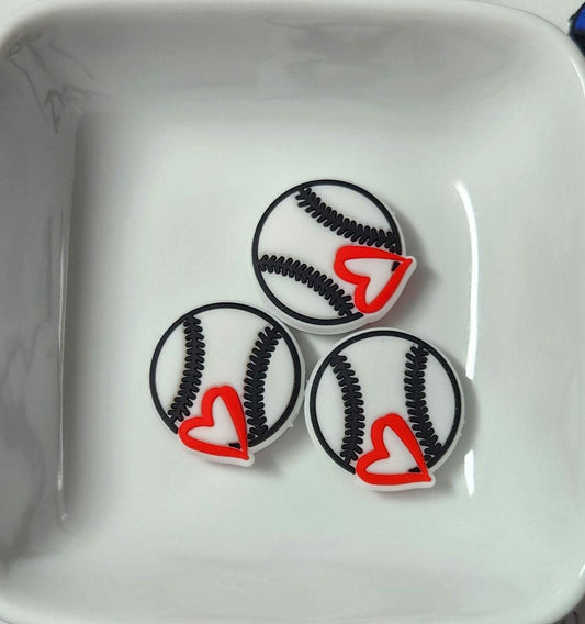 Baseball Silicone focal bead