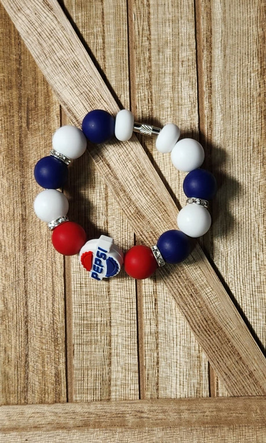 Blue and Red Cola silicone beaded tumbler cup charm