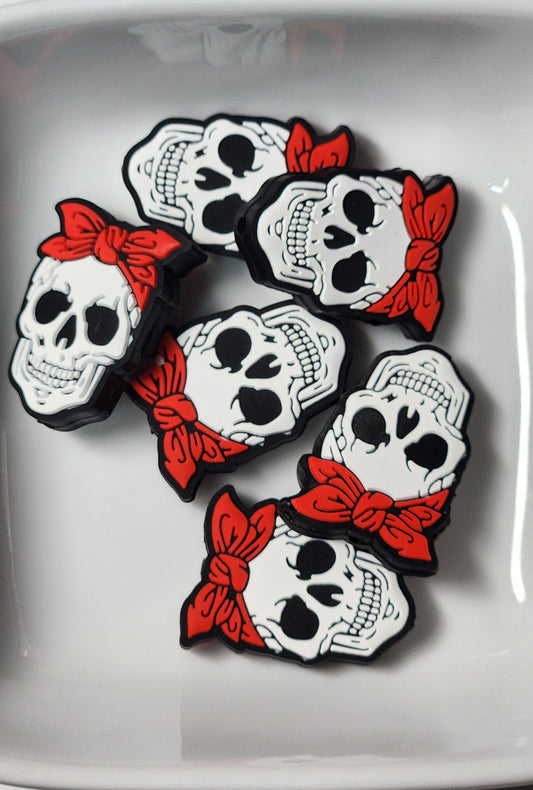 Skull Bandana silicone focal bead