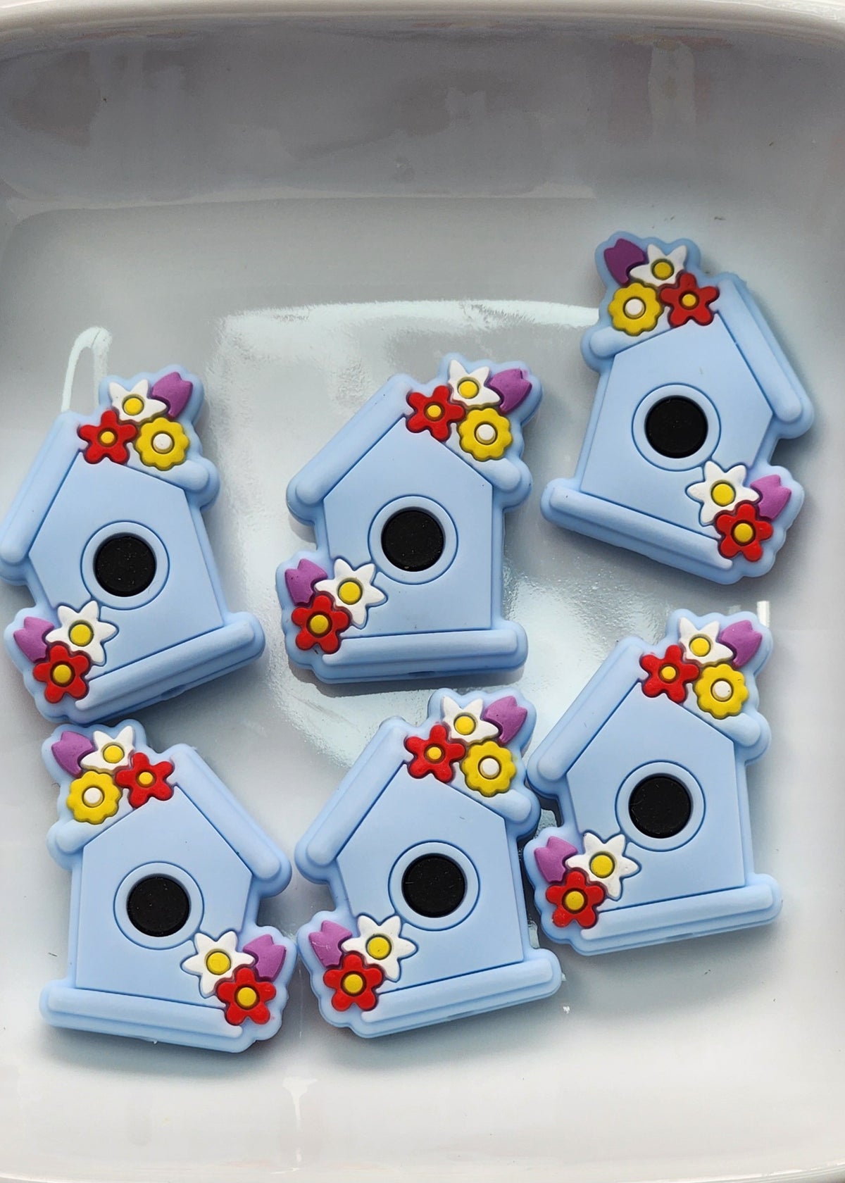 Birdhouse silicone focal beads