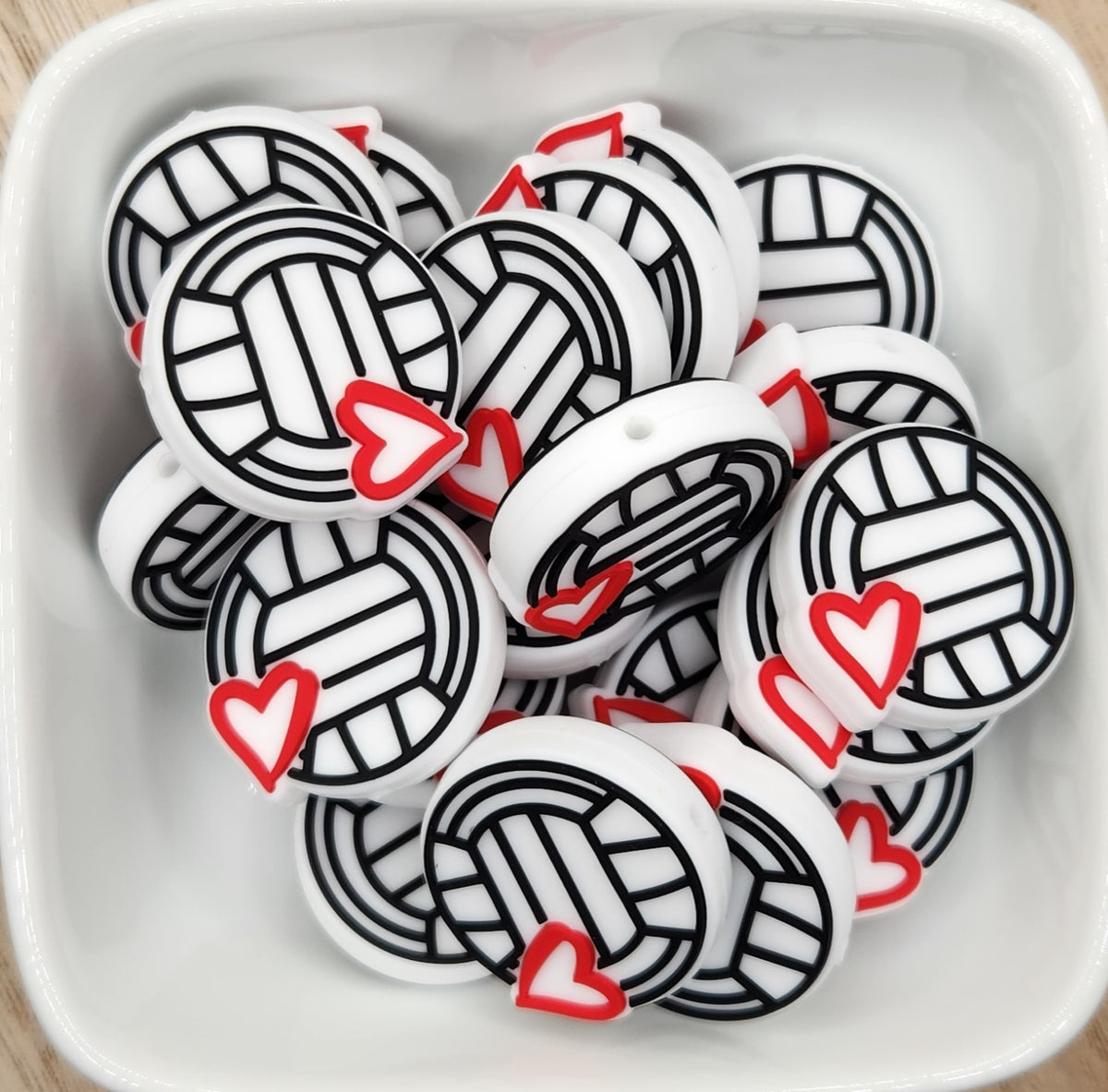 Volleyball Silicone focal bead